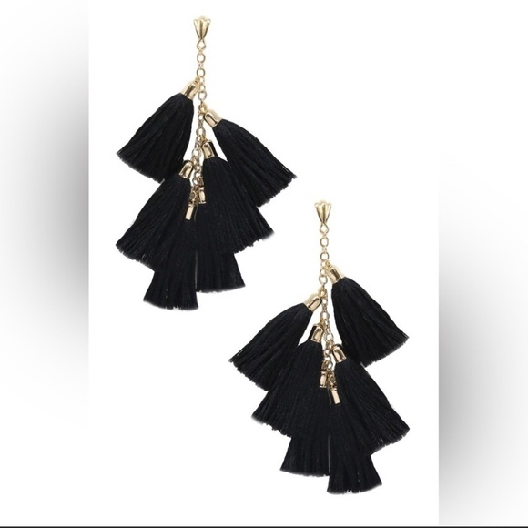 Ettika Daydreamer Tassel Earrings Black - Picture 1 of 2